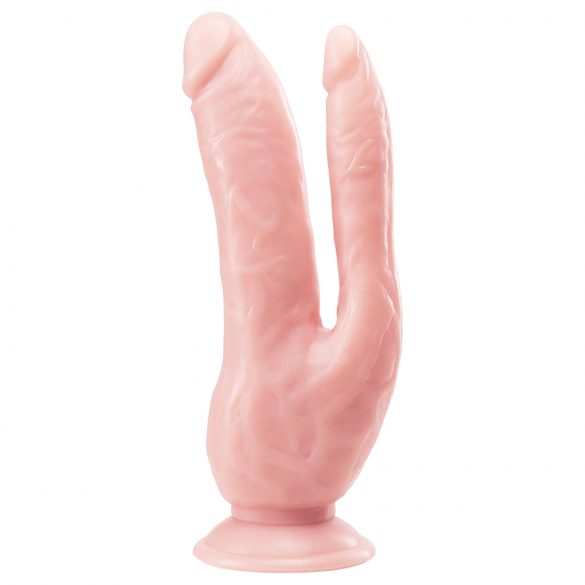 Dr. Skin 8 - dildo doppio con base a ventosa (color carne)