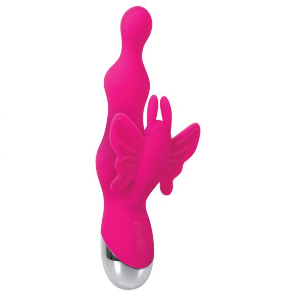 Evolved - Vibratore rosa con perline e stimolatore clitorideo