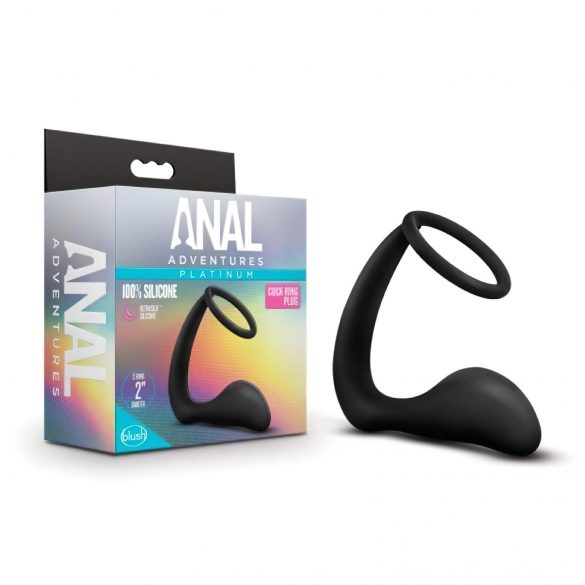 Avventure Anali Platinum - Dildo Anale con Anello Penieno (Nero) 