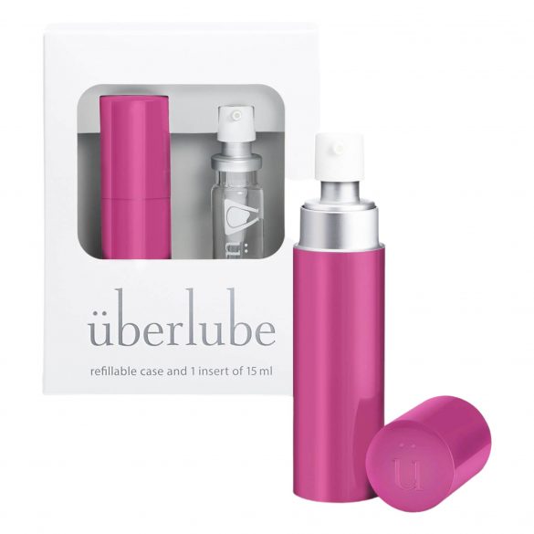 Überlube - Lubrificante siliconico da viaggio con custodia - rosa (15ml) 