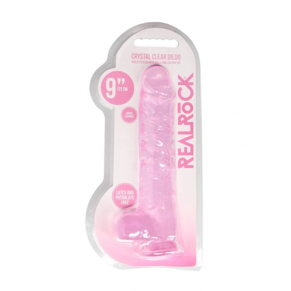 REALROCK - Dildo Realistico Trasparente in Tonalità Rosa (22cm) 