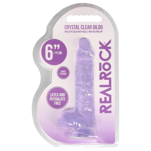 Dildo Realistico Trasparente Viola - RealRock (15cm) 