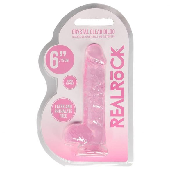 Dildo REALROCK semitrasparente realistico - rosa (15cm) 