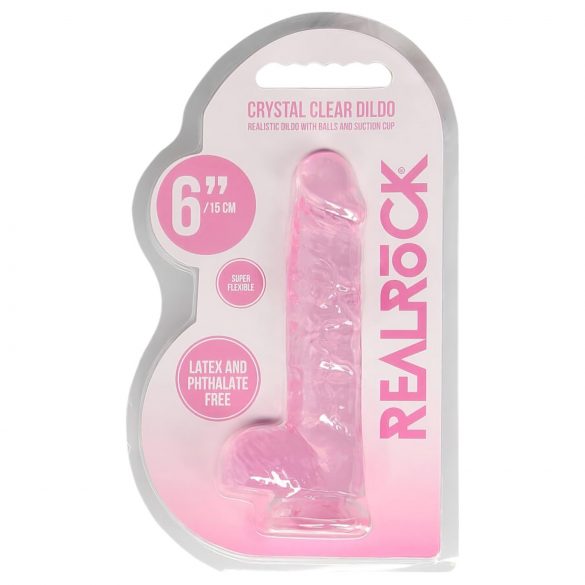 REALROCK - Dildo realistico trasparente rosa (15 cm)