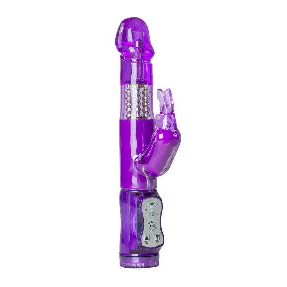 Easytoys Rabbit - Vibratore viola con perle rotanti e stimolatore clitorideo