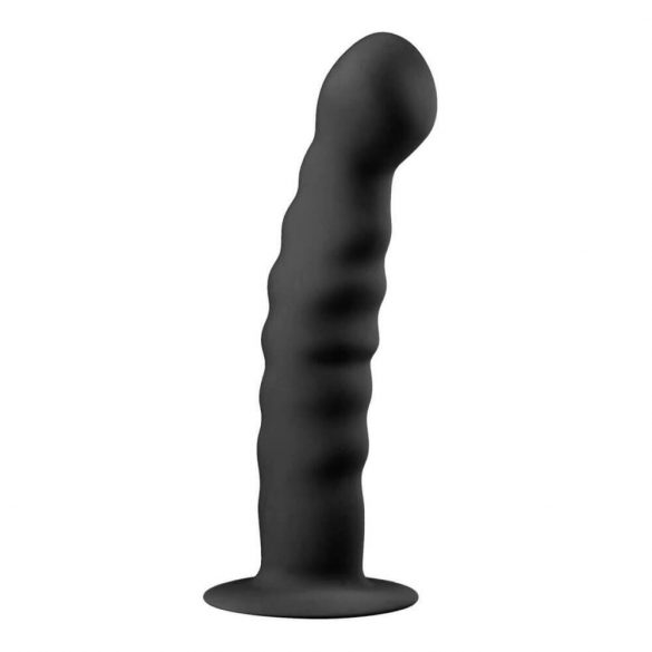 Dildo Anale Rigato con Ventosa Easytoys (14cm) - Nero 