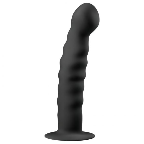 Dildo Anale Rigato con Ventosa Easytoys (14cm) - Nero 