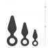 Set di Dildo Anali con Anello di Presa Easytoys - Set di 3 Pezzi (Nero) 