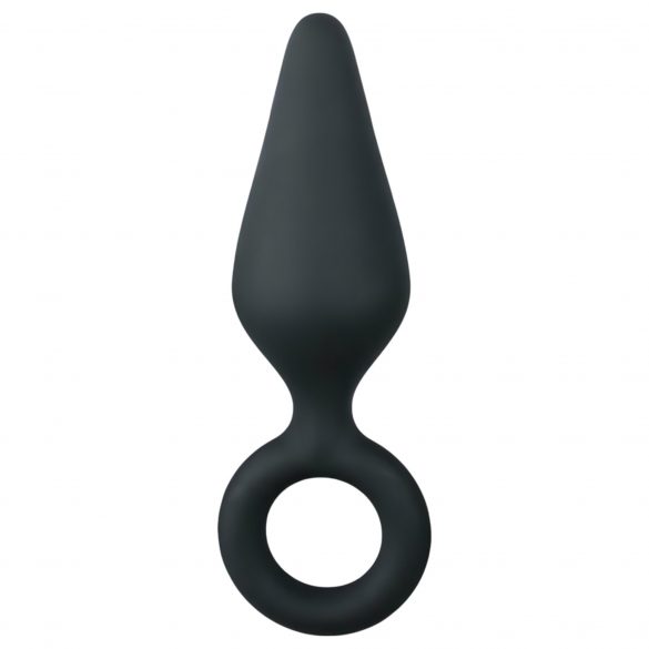 Easytoys Pointy Plug - dildo anale con anello di presa - medio (nero)