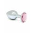 Dildo Anale in Metallo XS Rimba con Cristallo Rosa (Argento) 