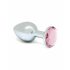 Rimba XS - plug anale in metallo argento con pietra rosa