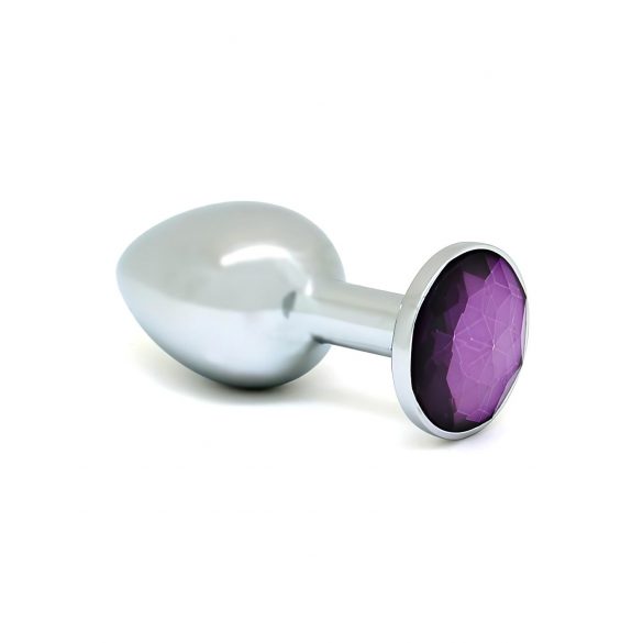 Rimba XS - plug anale in metallo con gemma viola (argento)