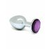 Rimba XS - plug anale in metallo con gemma viola (argento)