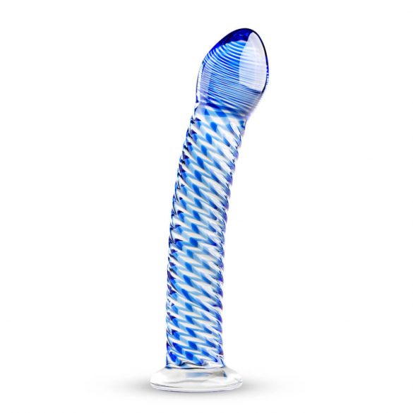 Dildo in Vetro Gildo No. 5 - Spirale Trasparente e Blu 