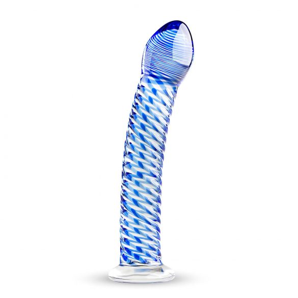 Dildo in Vetro Gildo No. 5 - Spirale Trasparente e Blu 