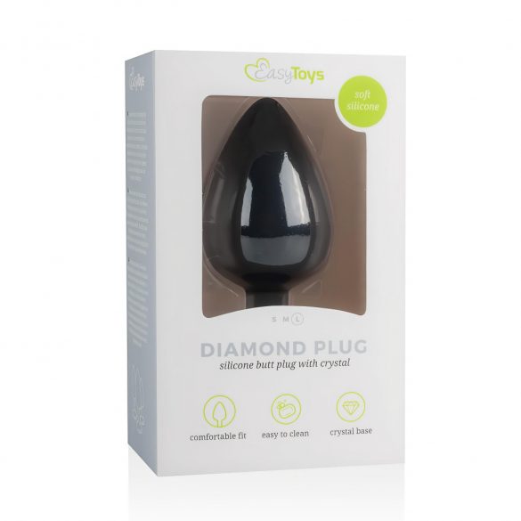 Dildo Anale Easytoys Diamond con Gioiello Bianco (Grande) - Nero 