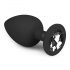 Easytoys Diamond - plug anale con pietra bianca (grande) - nero