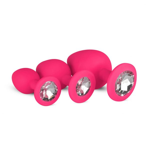 Set di Dildo Anali Easytoys Diamond con Gioielli (Rosa) 