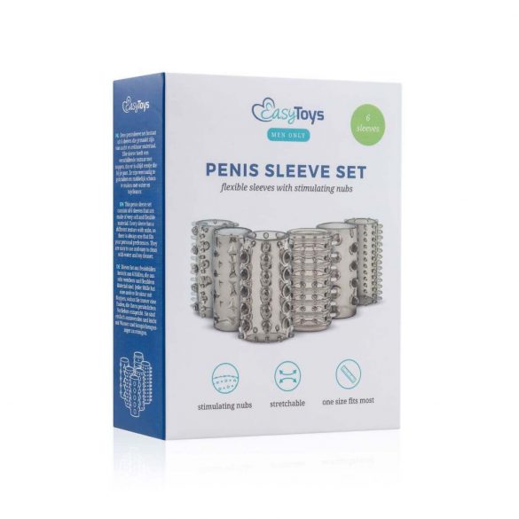 Set di Guaine per Pene Easytoys - Set di 6 Manicotti in Tonalità Fumé 