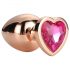 Gleaming Love - plug anale in alluminio con pietra a forma di cuore (oro rosa)