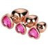 Gleaming Love - set di plug anali a forma di cuore - oro rosa (3 pezzi)