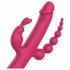 Vibratore "Tridente del Piacere" Ricaricabile in Silicone con Quadrupla Funzione (Rosa) 