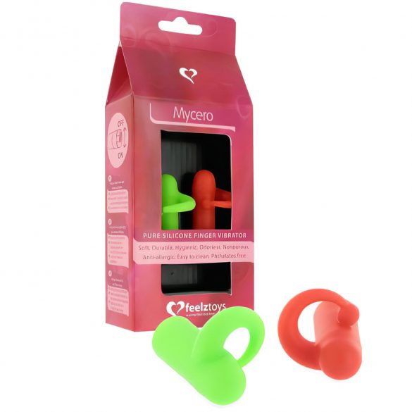 FEELZTOYS Mycero - set di vibratori da dito - verde-rosso (2 pezzi) 