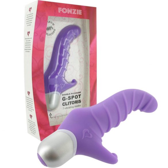 Vibratore per il punto G "Feelztoys Fonzie" con stimolatore clitorideo e superficie ondulata (viola) 