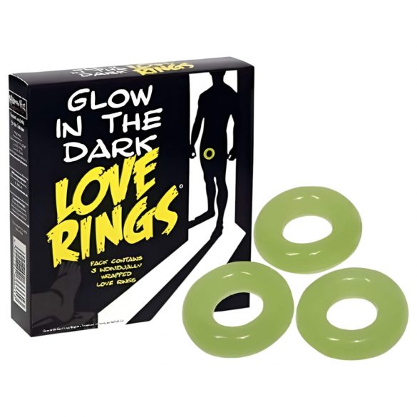 Love Rings - Set di anelli per il pene fosforescenti (3 pezzi)