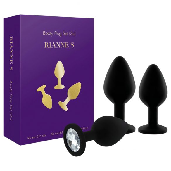 Rianne - Set di 3 plug anali in silicone (nero)