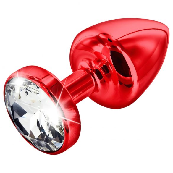 / DIOGOL Anni - butt plug con pietra bianca - rosso (3 cm)