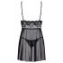 Babydoll Sensuale Lungo in Pizzo con Perizoma (Nero) - Obsessive Idillia 