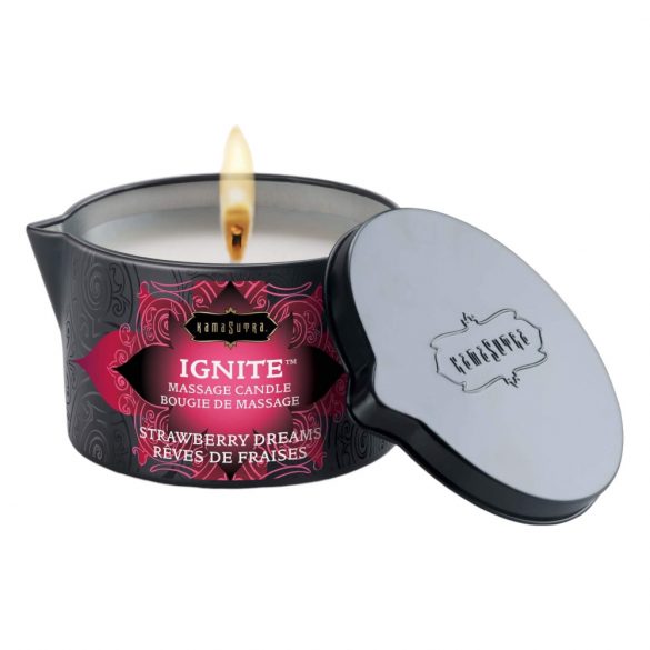 Candela da massaggio vegana con aroma di fragola - Sogno di Fragole (170g) 