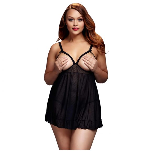 Babydoll taglia plus con aperture e pois - nero (XL-XXL) 