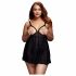 Babydoll taglia plus con aperture e pois - nero (XL-XXL) 