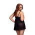 Babydoll taglia plus con aperture e pois - nero (XL-XXL) 