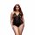 Body Sensuale Plus Size con Fiocchi e Trasparenza - Nero (XL-XXL) 