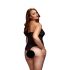 Body Sensuale Plus Size con Fiocchi e Trasparenza - Nero (XL-XXL) 