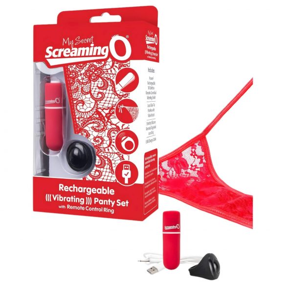 Set di Perizoma con Mini Vibratore Nascosto Ricaricabile a Controllo Remoto - Rosso (S-L) 