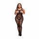 Baci Plus Size - Reggicalze Rete con Motivo - Nero (Taglia XL-XXL) 