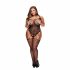 Set Rete Decorato Plus Size con Reggicalze - Nero (XL-XXL) 