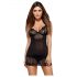 Obsessive Alluria - Babydoll in pizzo con perizoma (nero)