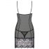 Obsessive Alluria - Babydoll in pizzo con perizoma (nero)