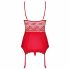 Biancheria Seducente Lovica con Porta Calze e Tanga in Pizzo Rosso  - L/XL