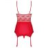 Obsessive Lovica - Top in pizzo con reggicalze e perizoma (rosso) - L/XL