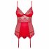 Biancheria Seducente Lovica con Porta Calze e Tanga in Pizzo Rosso  - L/XL