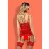 Biancheria Seducente Lovica con Porta Calze e Tanga in Pizzo Rosso  - L/XL