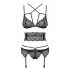 Set Intimo Obsessive Frivolla - Seducente in Pizzo - 4 Pezzi (Nero) 