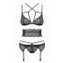 Set Intimo Obsessive Frivolla - Seducente in Pizzo - 4 Pezzi (Nero) 