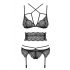 Set Intimo Obsessive Frivolla - Seducente in Pizzo - 4 Pezzi (Nero) 